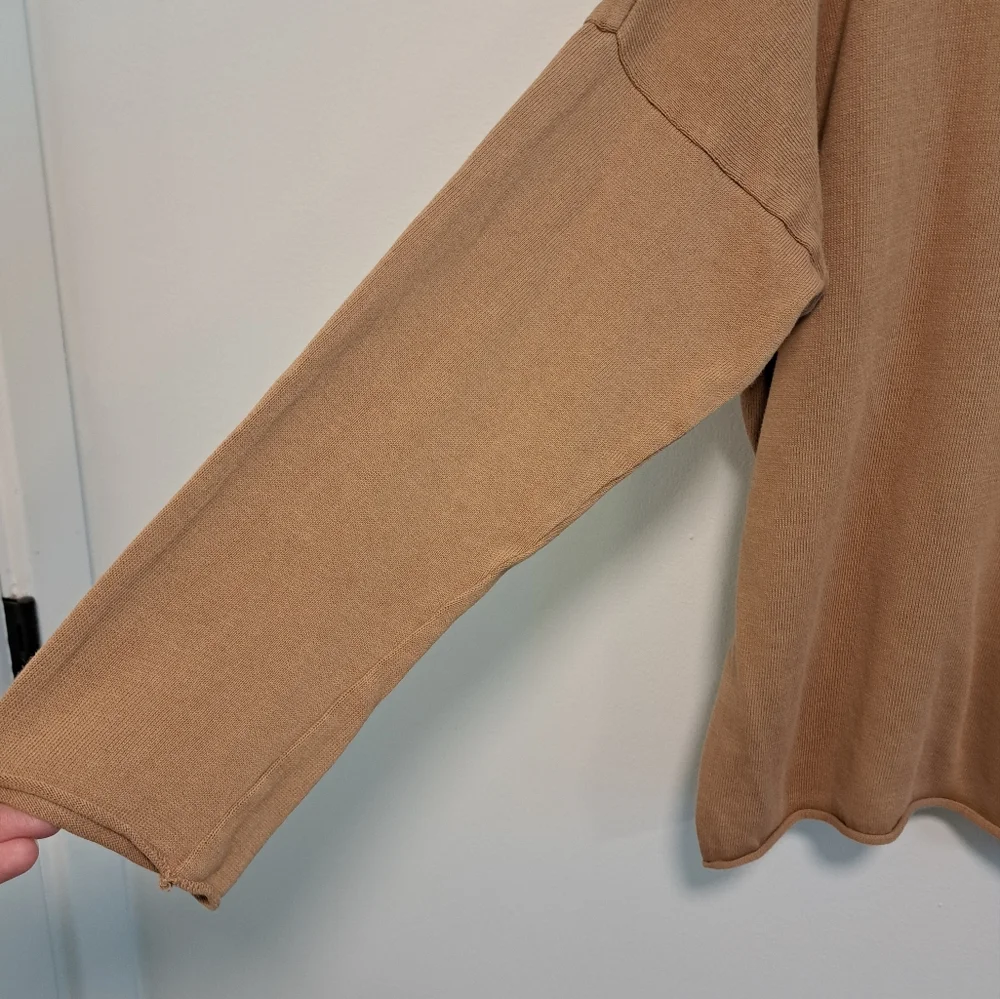 It Is Well LA Boxy Sweater Tan Lightweight Oversized Rolled Neck Size M - Picture 5 of 11